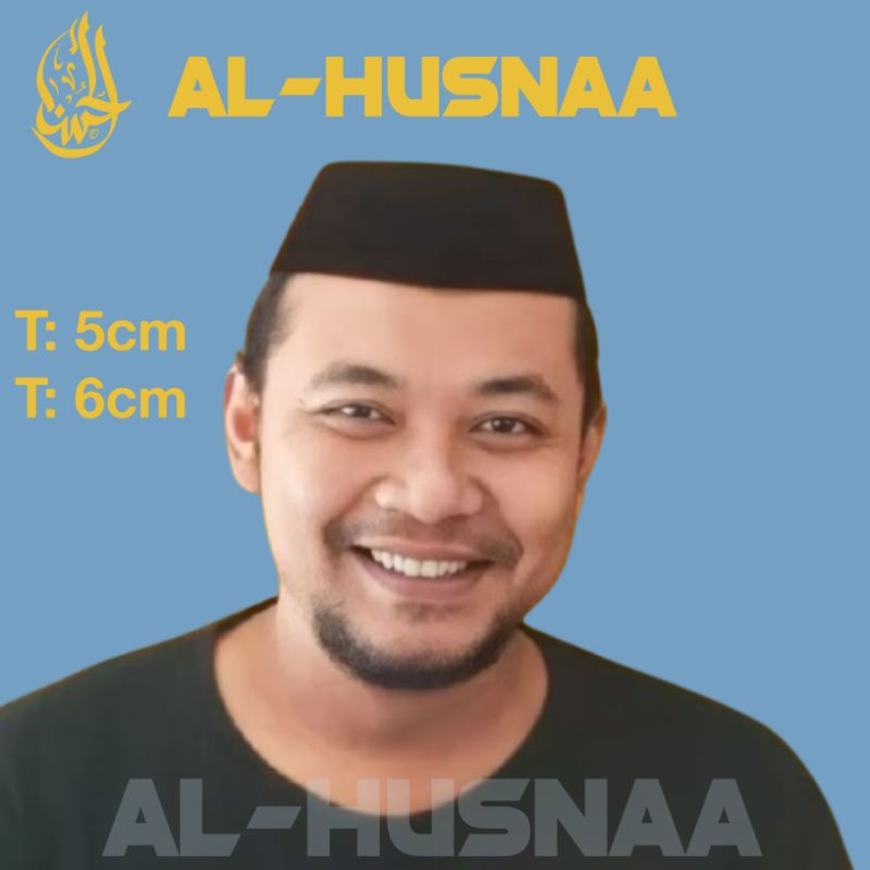 Songkok hitam pendek, peci pendek kopiah pendek, tinggi 6cm & 7cm bahan tebal halus berkualitas