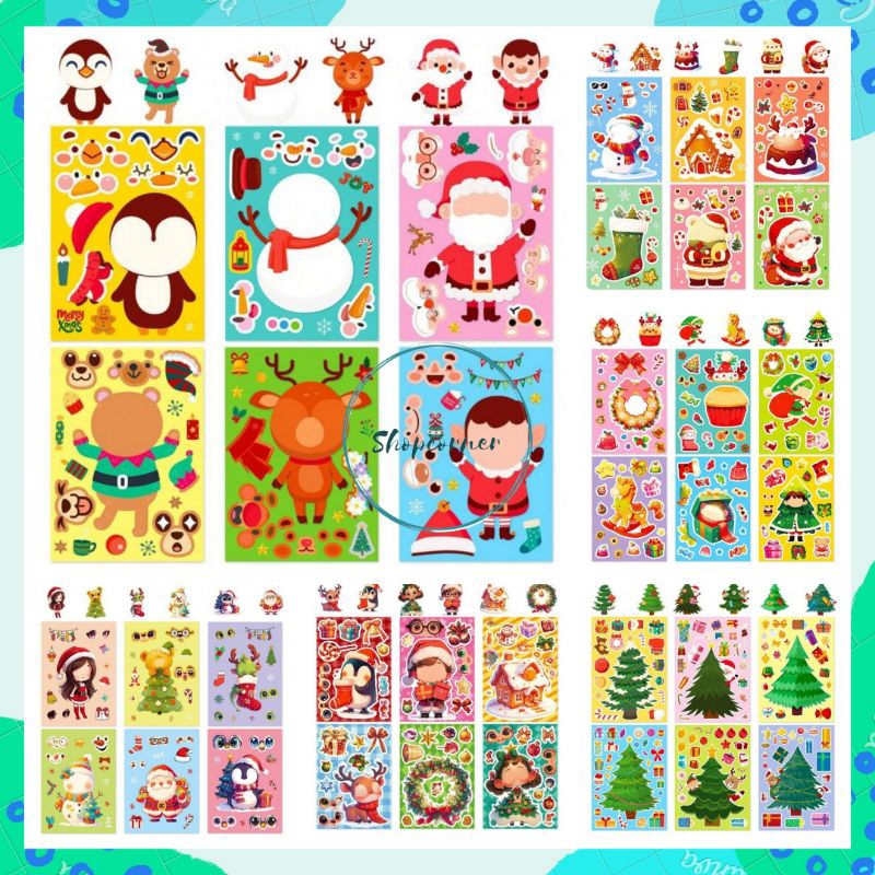 

DIY Stiker Ganti Makeup Wajah Natal / Change Makeup Disney Princess Sanrio Pokemon Christmas Xmas Stickers (1 set isi 6 lembar)