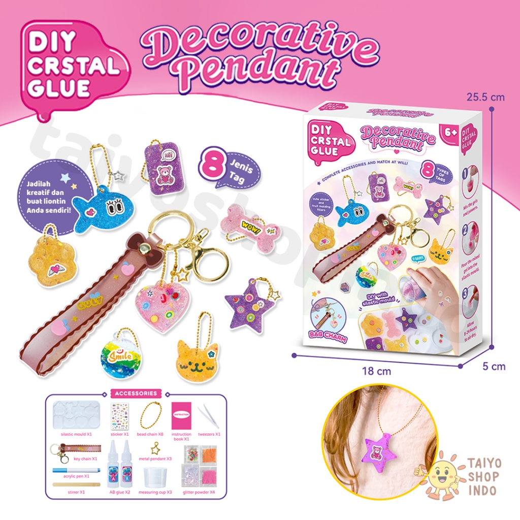 TAIYO DIY Crystal Glue Decorative Pendant Aksesoris Gantungan Kunci Tas Keychain Manik Kreatif