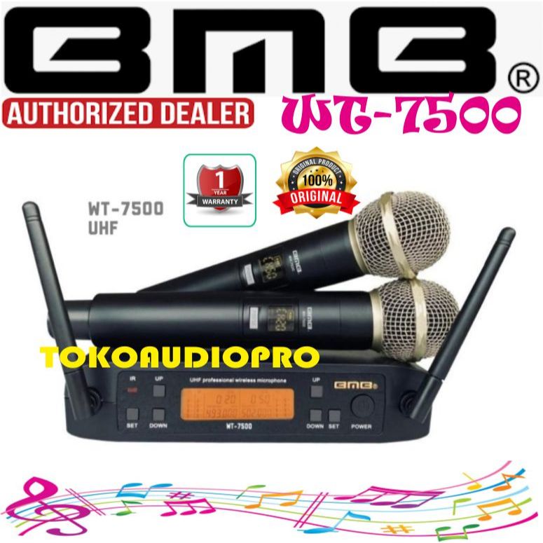 Mic BMB WT7500 Dual Channel Handheld Wireless Microphone Original BMB WT-7500