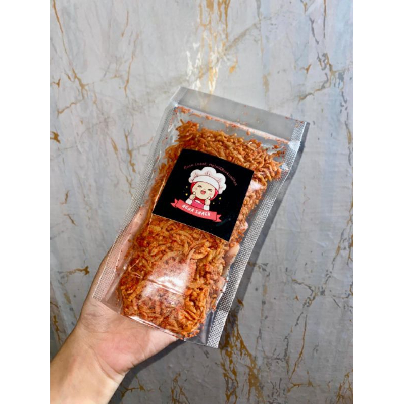 

TERI TEPUNG BALADO KRISPI CEMILAN KEMASAN POUCH 150 GR