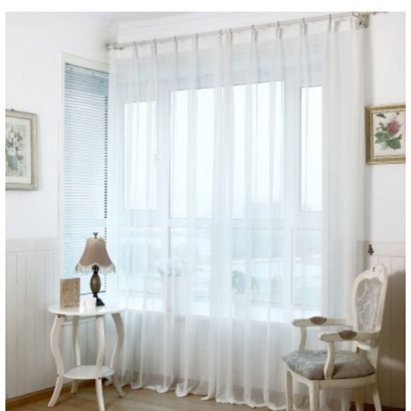 DALAMAN GORDEN PUTIH POLOS PREMIUM / VITRASE PUTIH POLOS KAIN IMPOR PREMIUM - VITRASE DALEMAN GORDEN