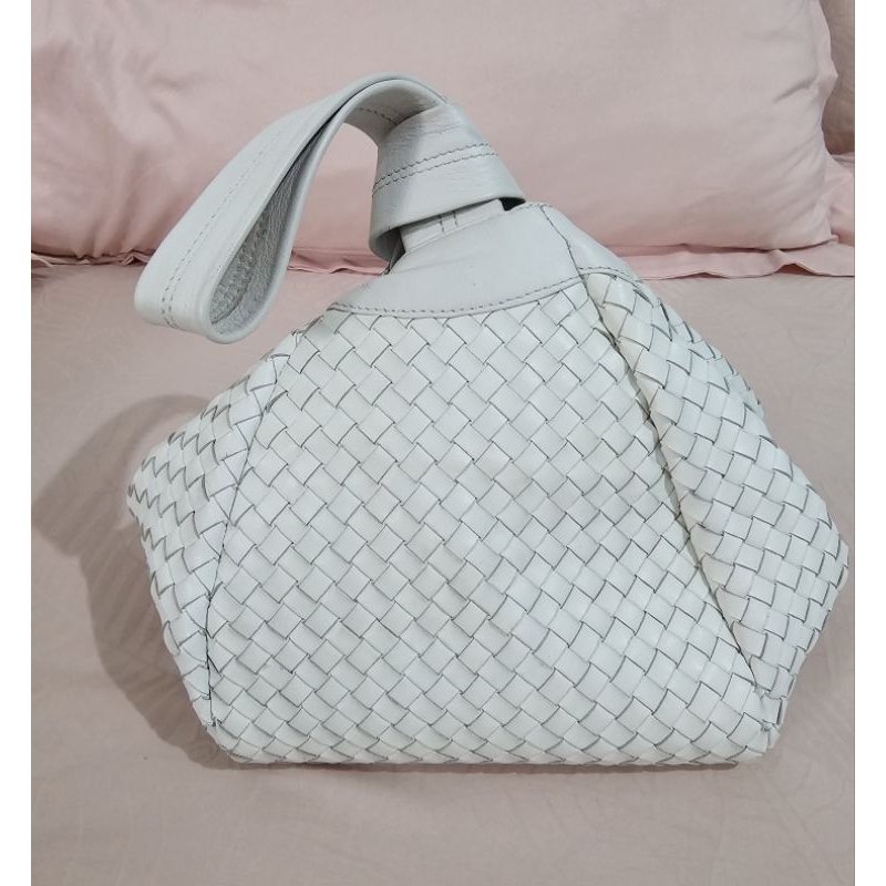 Preloved tas jinjing anyaman kulit sapi model tas bekal Jepang