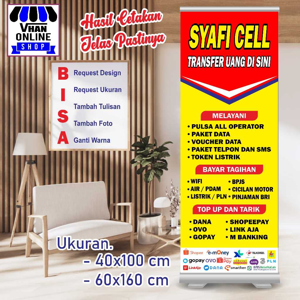 Cetak Spanduk Banner Keren Konter HP atau Usaha Agen Pulsa