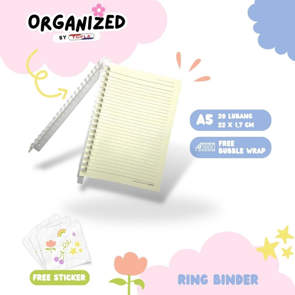 

Ring binder plastik ukuran 20 lubang A5 Topla