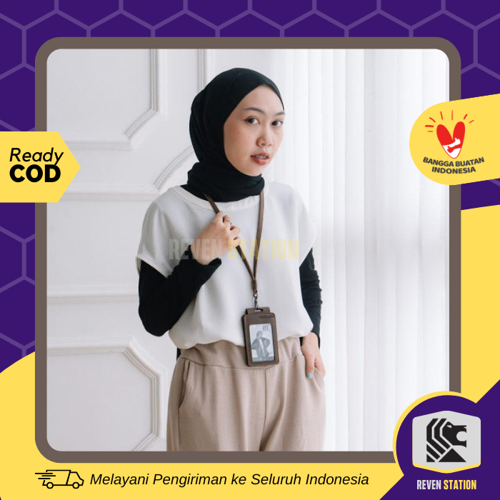 

Lanyard Id Card Kulit Asli Tali Gantungan Name Tag Kartu Kerja Kantor Berly Lanyard