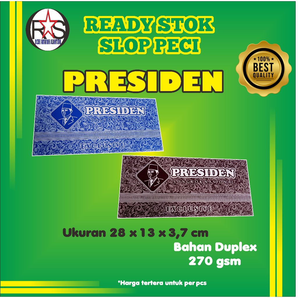 

Dus/Slop-Peci Presiden Motif Batik (Harga untuk 1 kodi/20 pcs) (bahan-Duplek-270gsm)