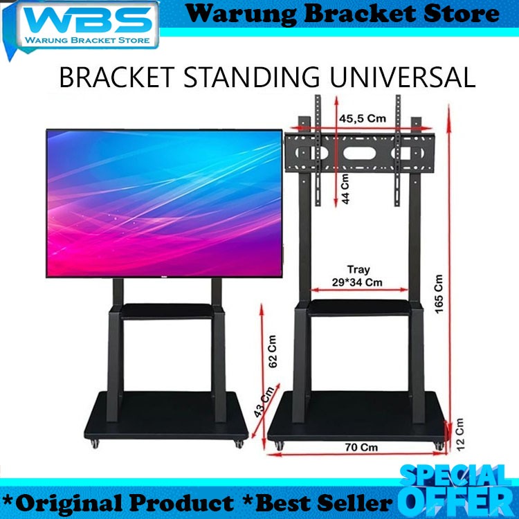 Breket TV Stand/Bracket Stand/Bracket Standing TV LED 32 43 50 55 65 70 75 INCH hitam UNIVERSAL