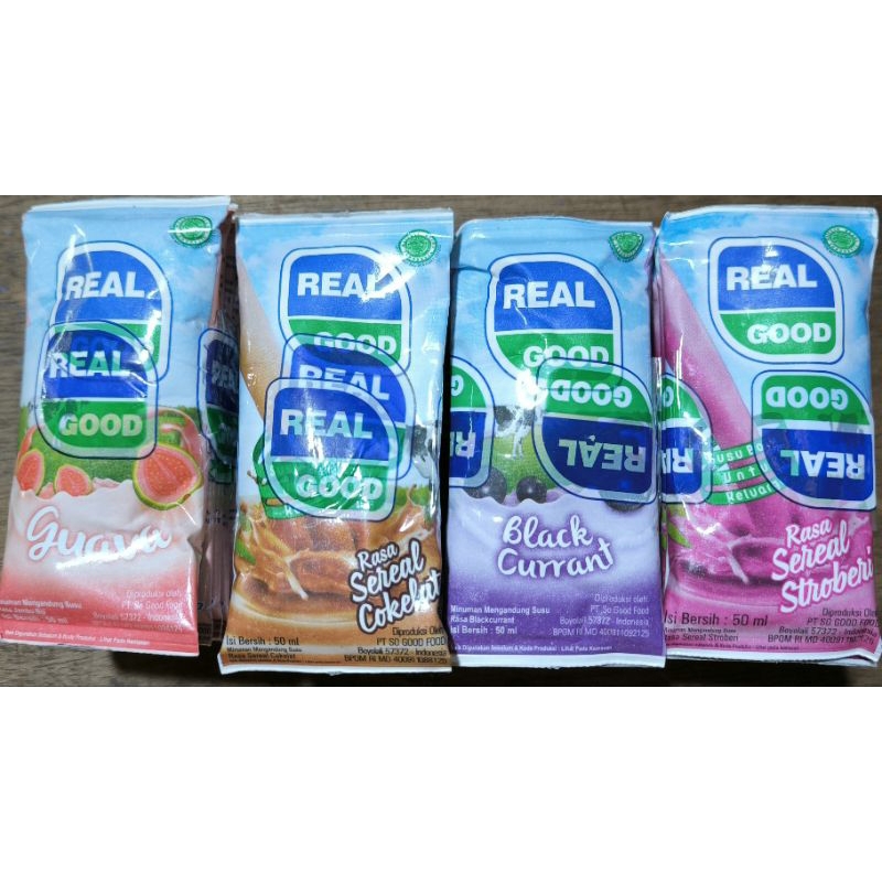 

real good bantal 50 ml susu real good rasa coklat, strawberry, black currant, guava