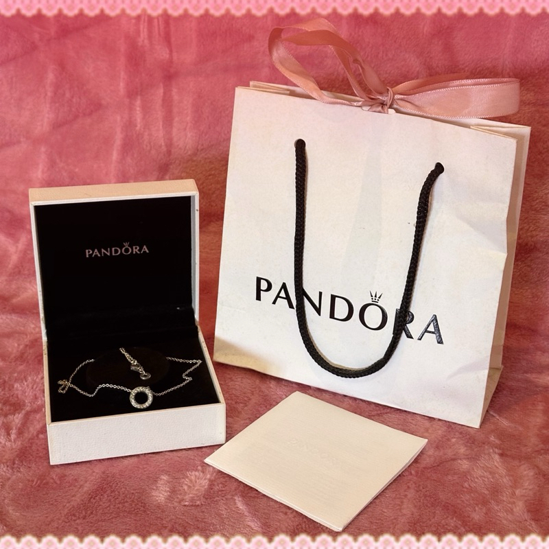 PANDORA NECKLACE / Pandora Logo Pavé Circle Collier Necklace / KALUNG PANDORA