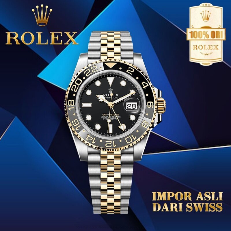 Rolex GMT-Master II Swiss 40mm 100% Original mengimpor jam tangan mekanis asli resmi-888