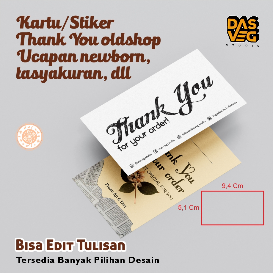 

Kartu/Stiker Thank You oldshop, ucapan newborn/lahiran, aqiaoh bayi/tasyakuran - Custom 1 sisi - Kartu Ucapan / Souvenir