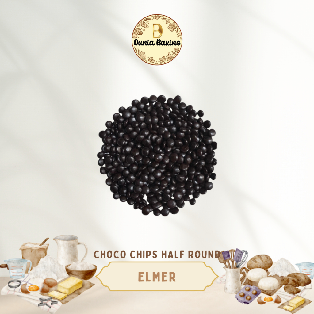 

Elmer choco chip setengah bulat 100gr & 250gr | coklat butir elmer setengah bulat