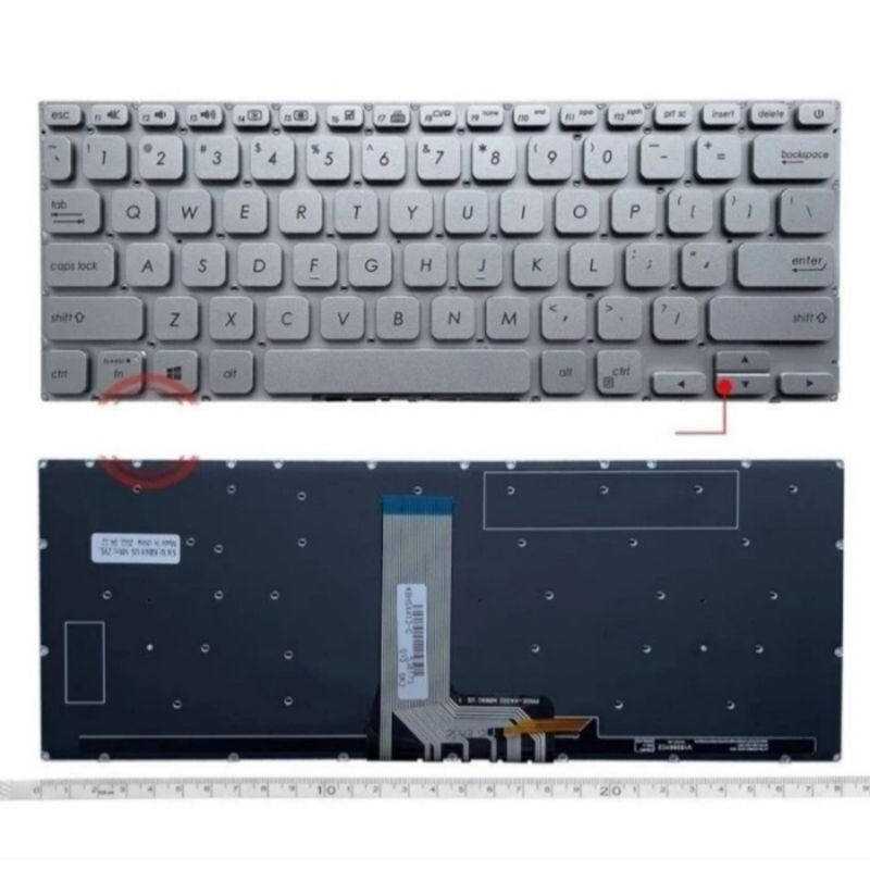 Keyboard Laptop Asus VivoBook A412 X412 A412DA A412F A412F Silver Backlight