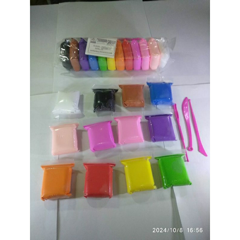 Clay toys Dough polimer rainbow isi 12 pcs 1 set + alat soft ukir | Mainan lilin edukasi Anak Toys M
