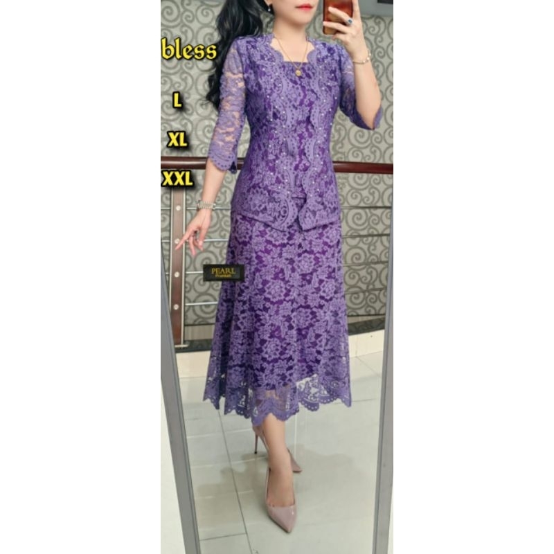 Set rok Premium merek  Pearl bahan Renda Pecah 8 Rok Panjang 7/9