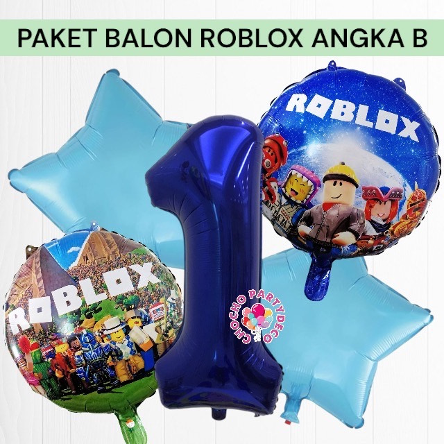 Paket Balon ROBLOX Angka B / Dekorasi Ulang Tahun Roblox Minecarft