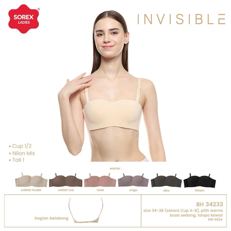 BH BRA SOREX 34233 SEAMLESS SETENGAH CUP TANPA KAWAT BH PESTA SOREX  - Bra BH Sorex Invisible 34233 