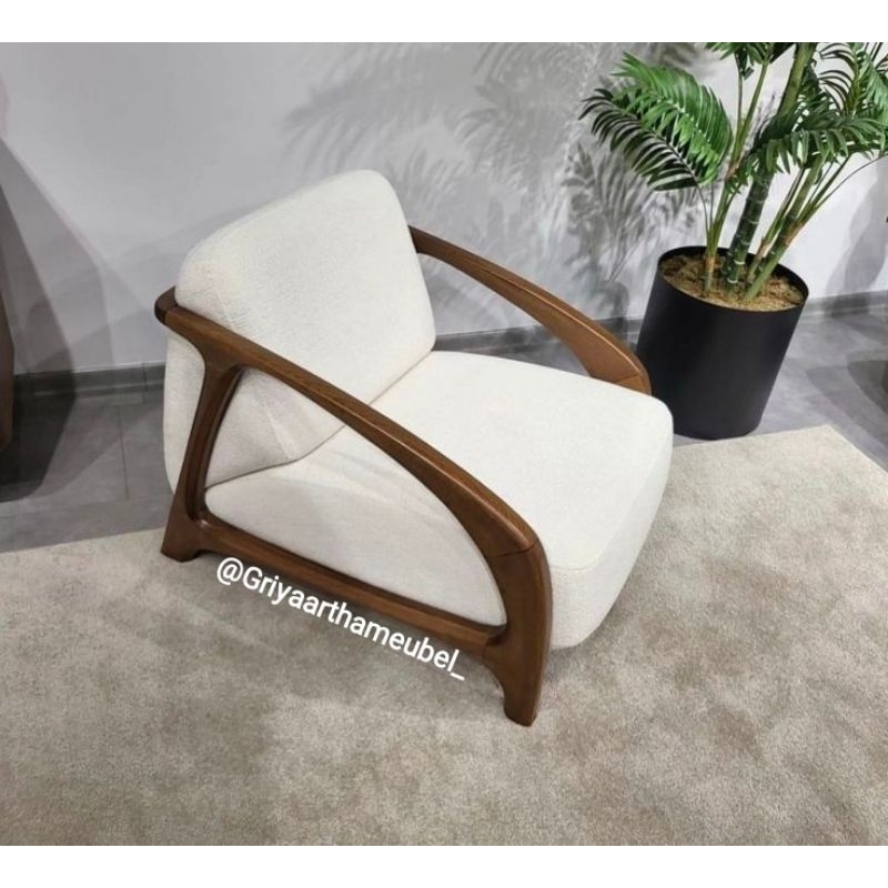 sofa single kayu jati minimalis, sofa single model terbaru