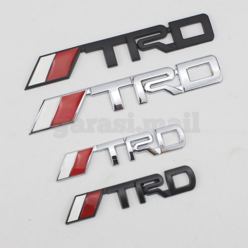 Emblem Badge Body TRD Timbul 3D Sticker Stiker Tulisan Logo Bodi Fender Krom Chrome Hitam Black 3 D 
