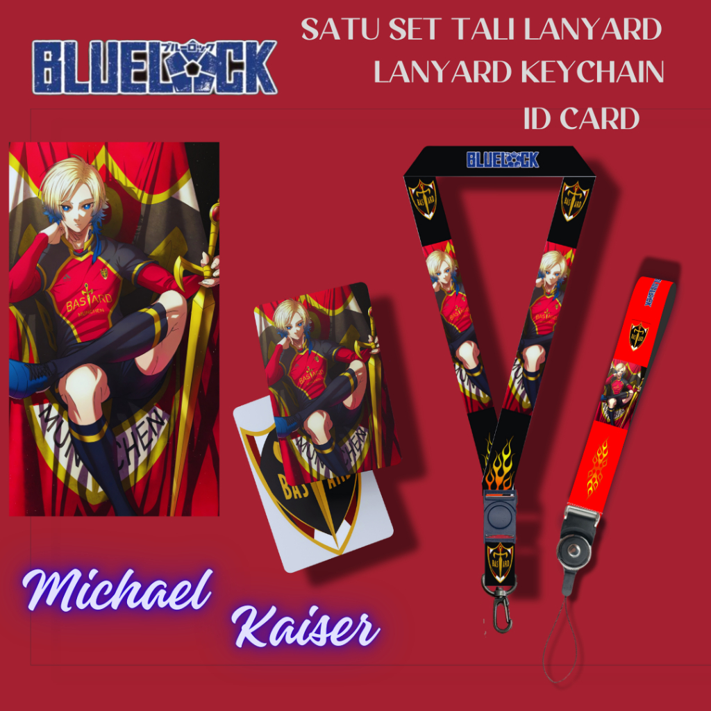 

STRAP LANYARD ID CARD Blue Lock Kaiser Gantungan Kunci Tali ID Card Name Tag