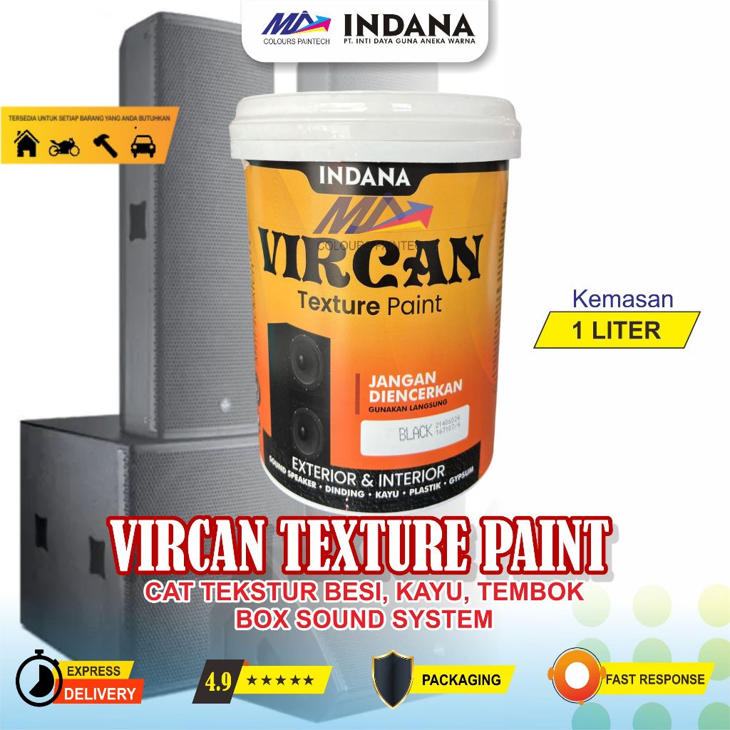 VIRCAN TEXTURE PAINT CAT TEKSTUR BESI KAYU DINDING TEMBOK BOX SOUND SEMUA WARNA 1LITER