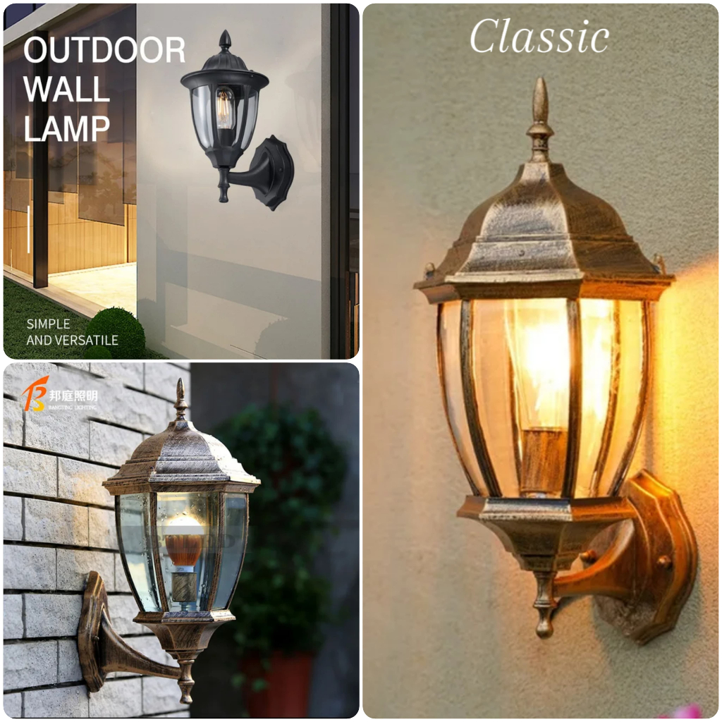 LAMPU DINDING VINTAGE OUTDOOR KLASIK HITAM EMAS VIRAL / FITTING LAMPU HIAS DINDING TAMAN HOTEL RUMAH