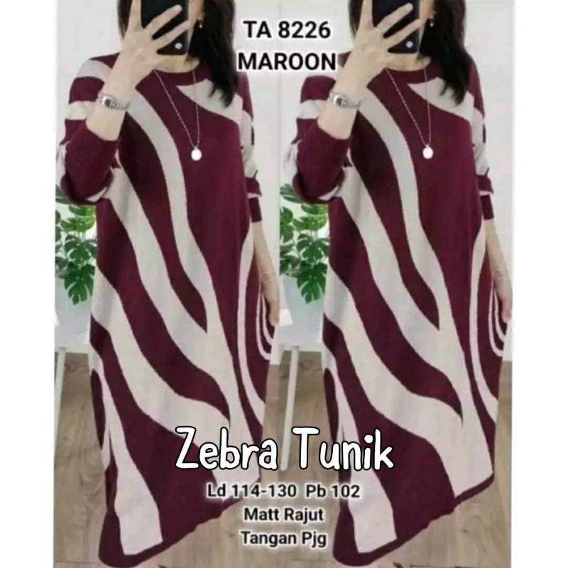 BAJU/TUNIK WANITA ZEBRA TUNIK RAJUT  JUMBO LD 114-130 cm BAHAN ADEM