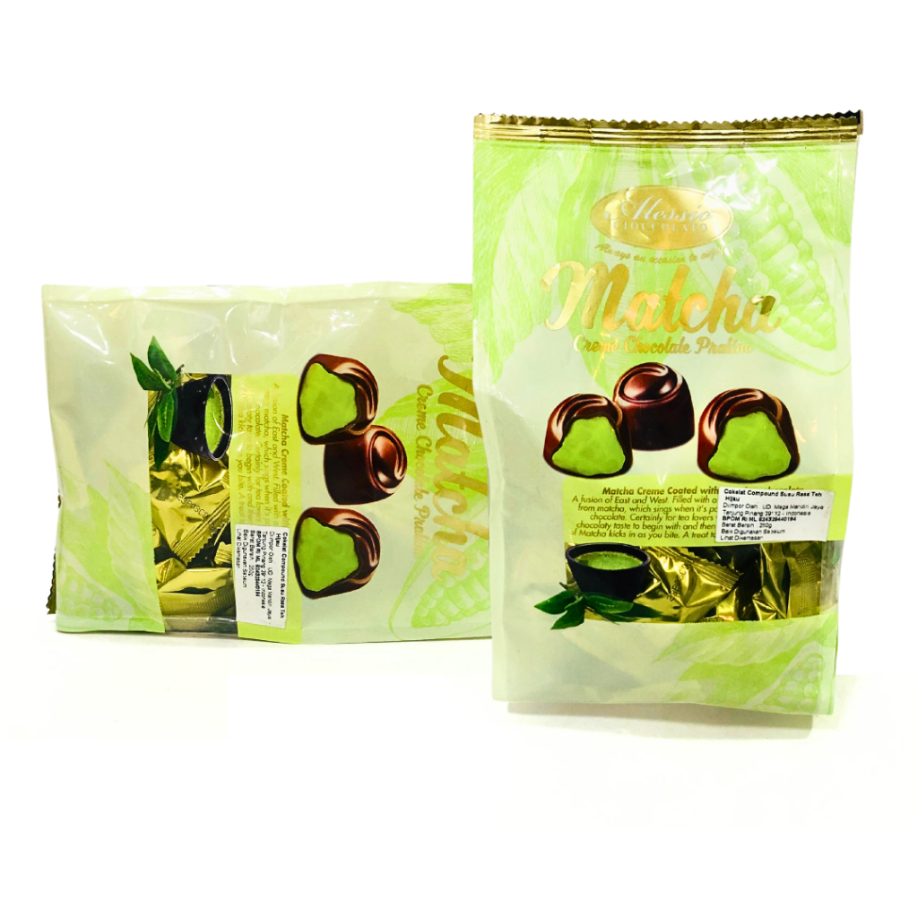 

Coklat Matcha 250gr Alessio | Choco Alessio Matcha Praline | Krim Matcha Dibalut Coklat Lumer Lembut