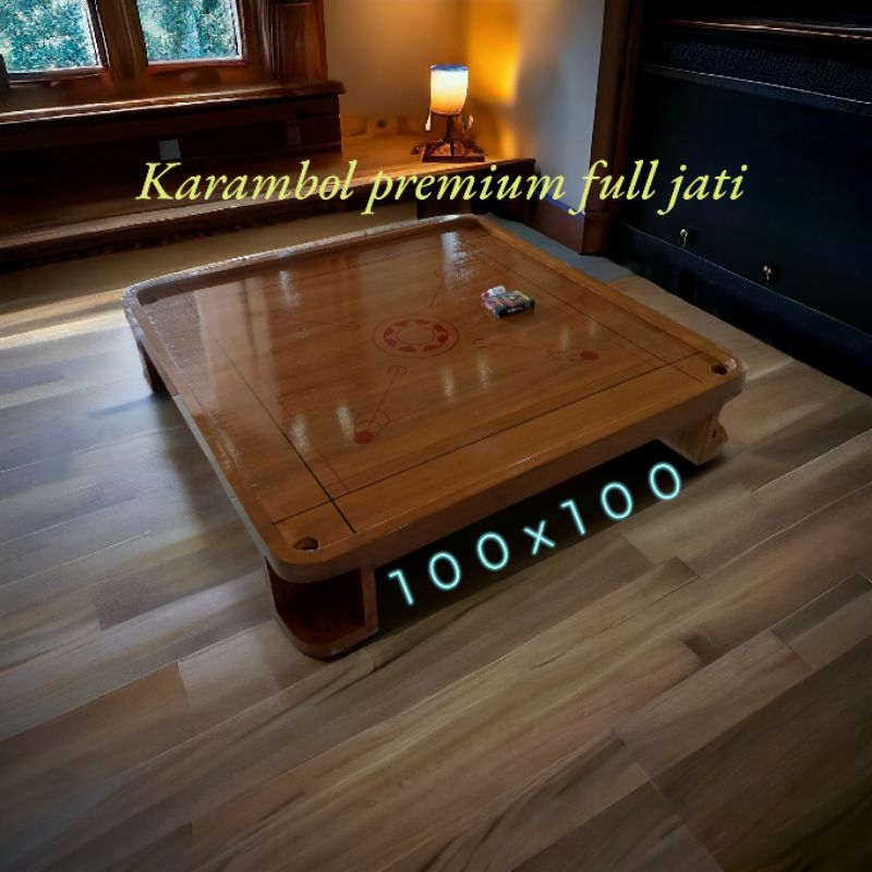 Meja papan karambol full jati 100x100 fullset lengkap