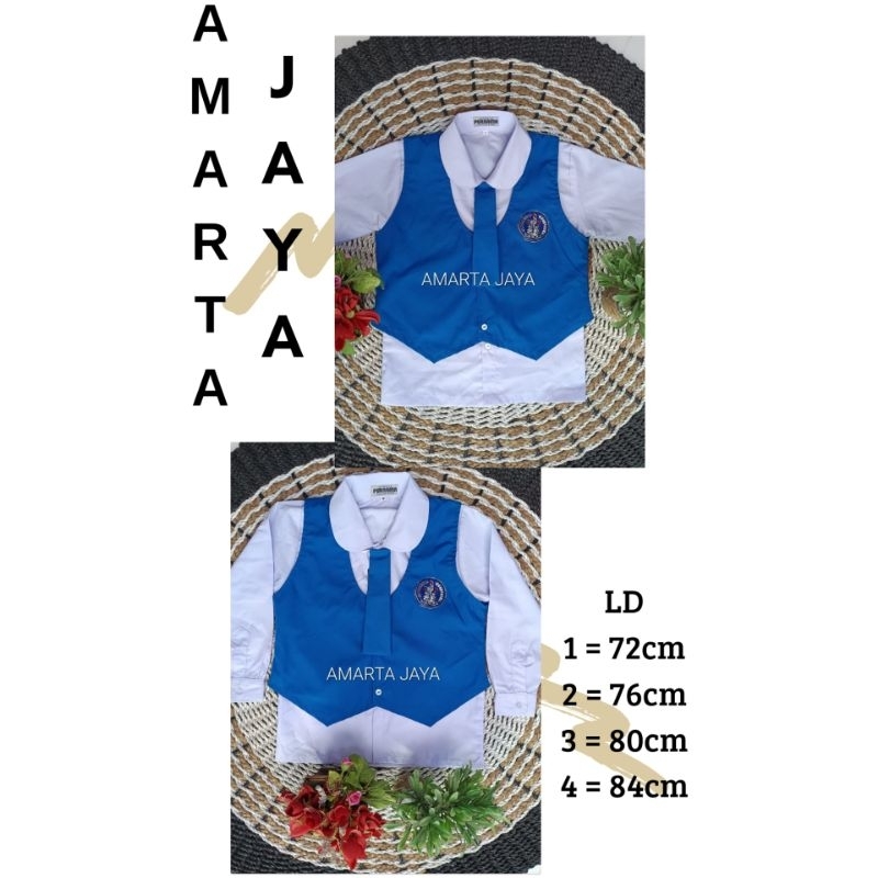 BAJU PANJANG PENDEK PAUD DAN TK CEWEK BIRU PUTIH PGRI SERAGAM SEKOLAH LENGKAP ROMPI + DASI BAJU BAHA