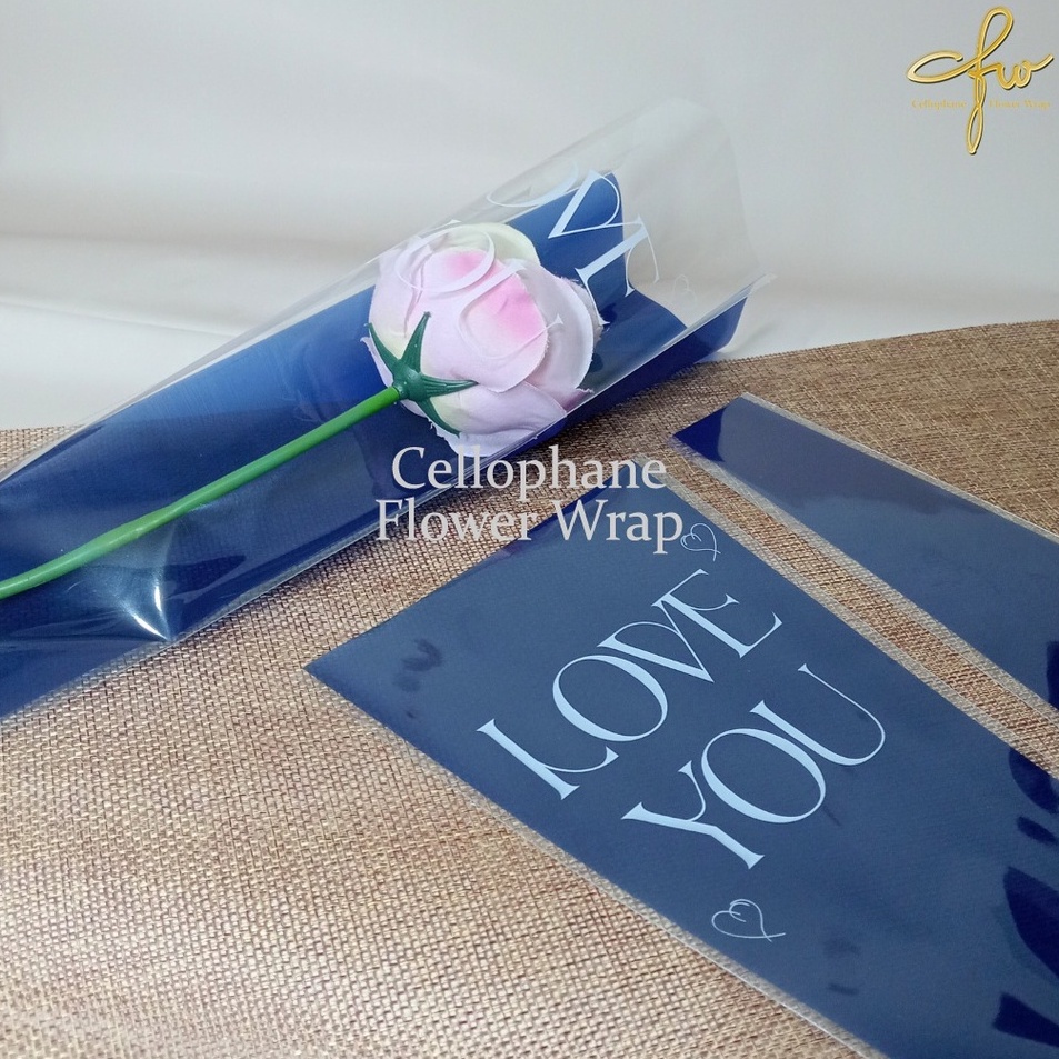 

Hot Sale 5 LEMBAR Plastik Single Flower Love Printed Single Rose Wrapping Rose