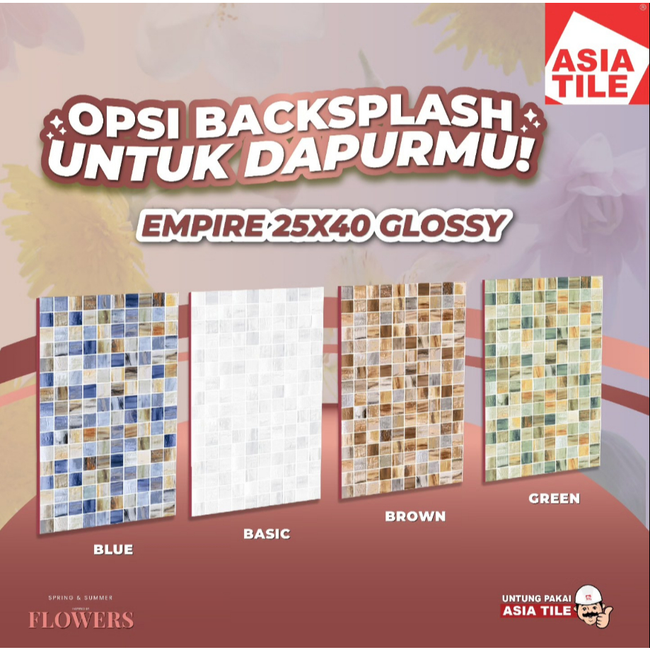 KERAMIK DINDING EMPIRE SERIES MOTIF KOTAK UK.25X40 GLOSSY KERAMIK DAPUR MINIMALIS MODERN