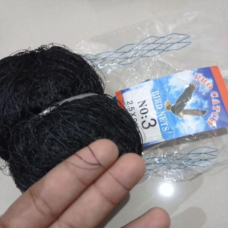 jaring burung nilon hitaM SIAP PAKAI lubang 2 jari jaring burung kecil