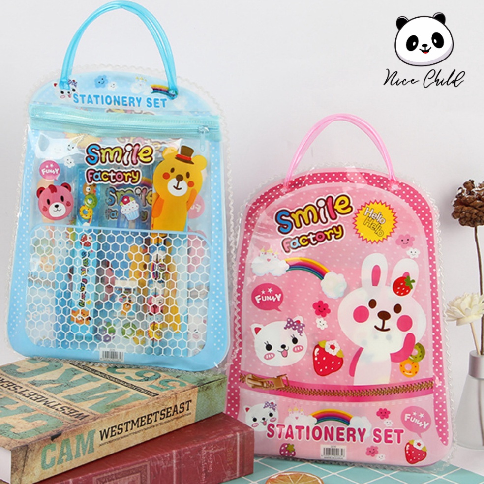 

Hot Deals NICE CHILD Stationery Set 6 in 1 Free Bag Alat Tulis Anak Sekolah Buku Pulpen Penghapus Pengaris