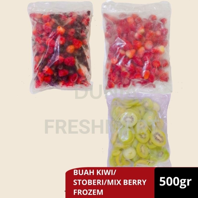 

BUAH FROZEN KIWI/MIX BERRY/STOBERI 500GR FRUIT FROZEN STRAWBERRY BERRY KIWI HIJAU KIWI SLICE FROZEN