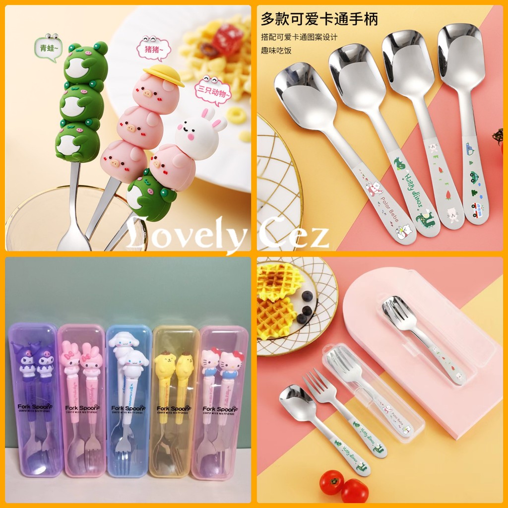 Sendok Anak SET Stainless Steel Karakter Lucu Sendok Garpu Makan Anak