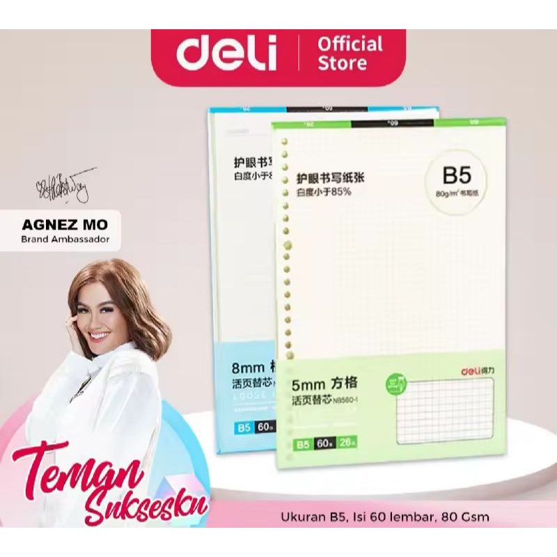

Deli Loose Leaf / isi Binder B5 (60 Lembar 80 GSM (NB560-1)).