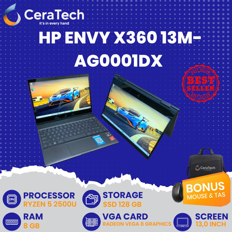 LAPTOP HP ENVY X360-AG0001DX- RYZEN 5 2500U- LAPTOP MURAH- LAPTOP SECOND- LAPTOP GAMING- LAPTOP