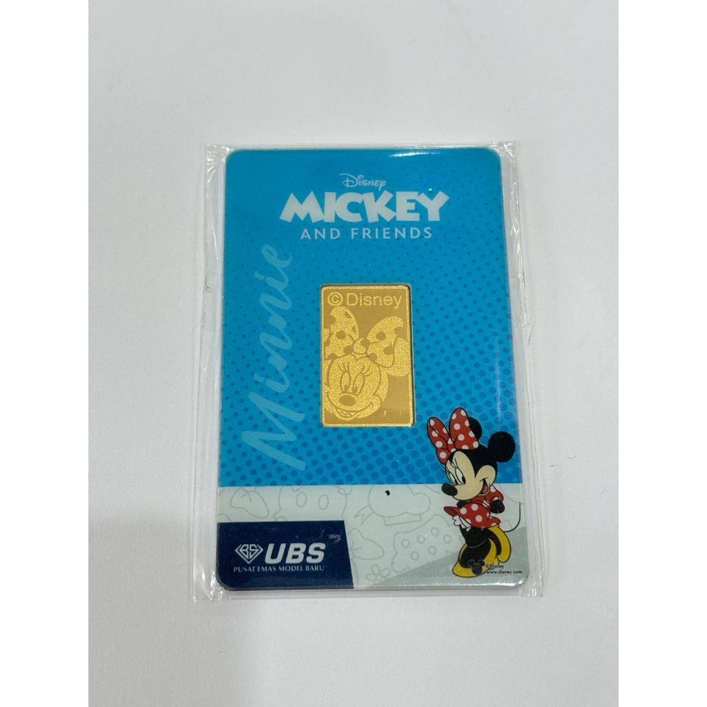 5 GRAM LM LOGAM MULIA EMAS UBS DISNEY MICKEY MINNIE & FRIENDS CERTIFICATE OF ASSAY SERTIFIKAT SNI BA