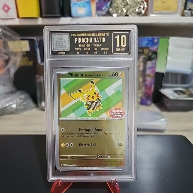 pikachu batik holo foil grading slab egs not psa bgs cgc indonesiia kartu pokemon tcg original