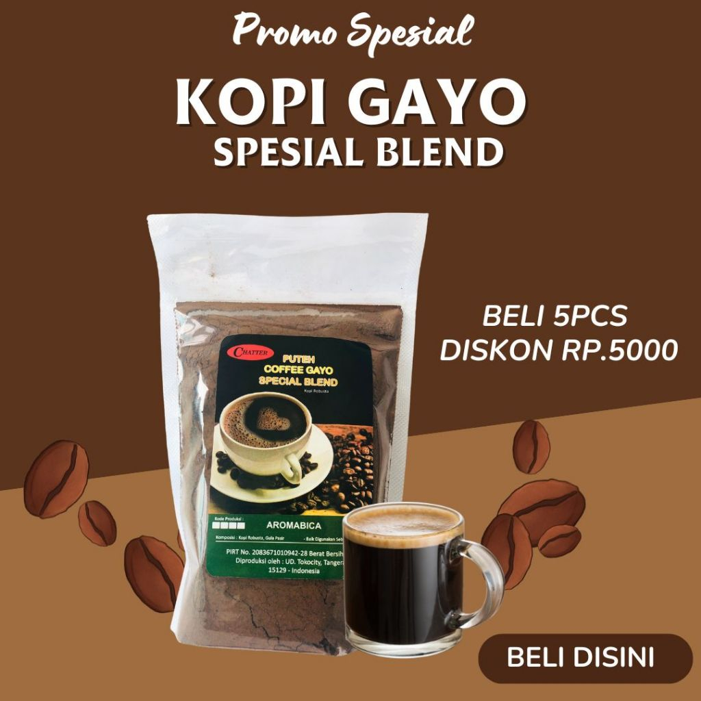 

Kopi Hitam / Kopi Gayo / Kopi Puteh Gayo / Bubuk Halus / Bubuk Kasar 250gr