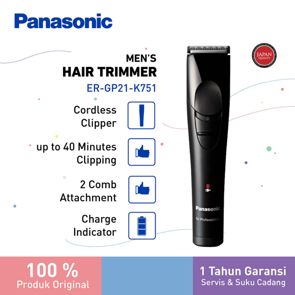 Panasonic ER-GP21-K751 Hair Trimmer [8 Jam Pengisian Penuh] - Hitam