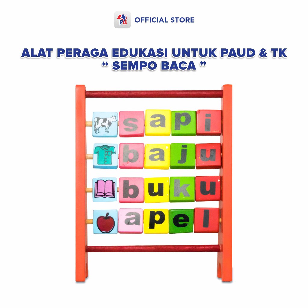 Mainan Edukasi Anak Balok Kayu Sempoa Baca / Puzzle Anak Balok Susun Untuk Anak / UD BAROKAH ALAT PE