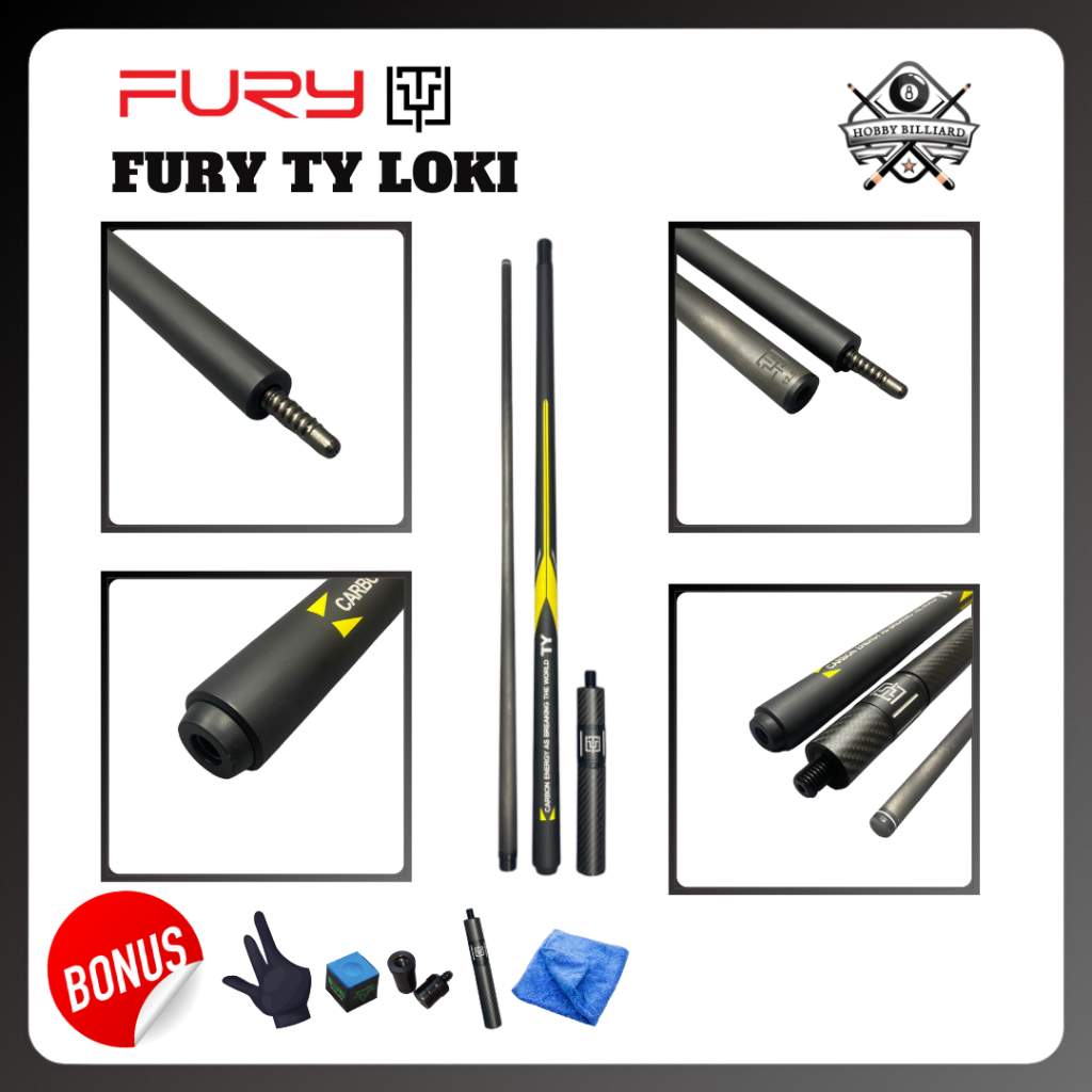 Fury TY Loki Carbon + Extension Cue Stick Play Billiard