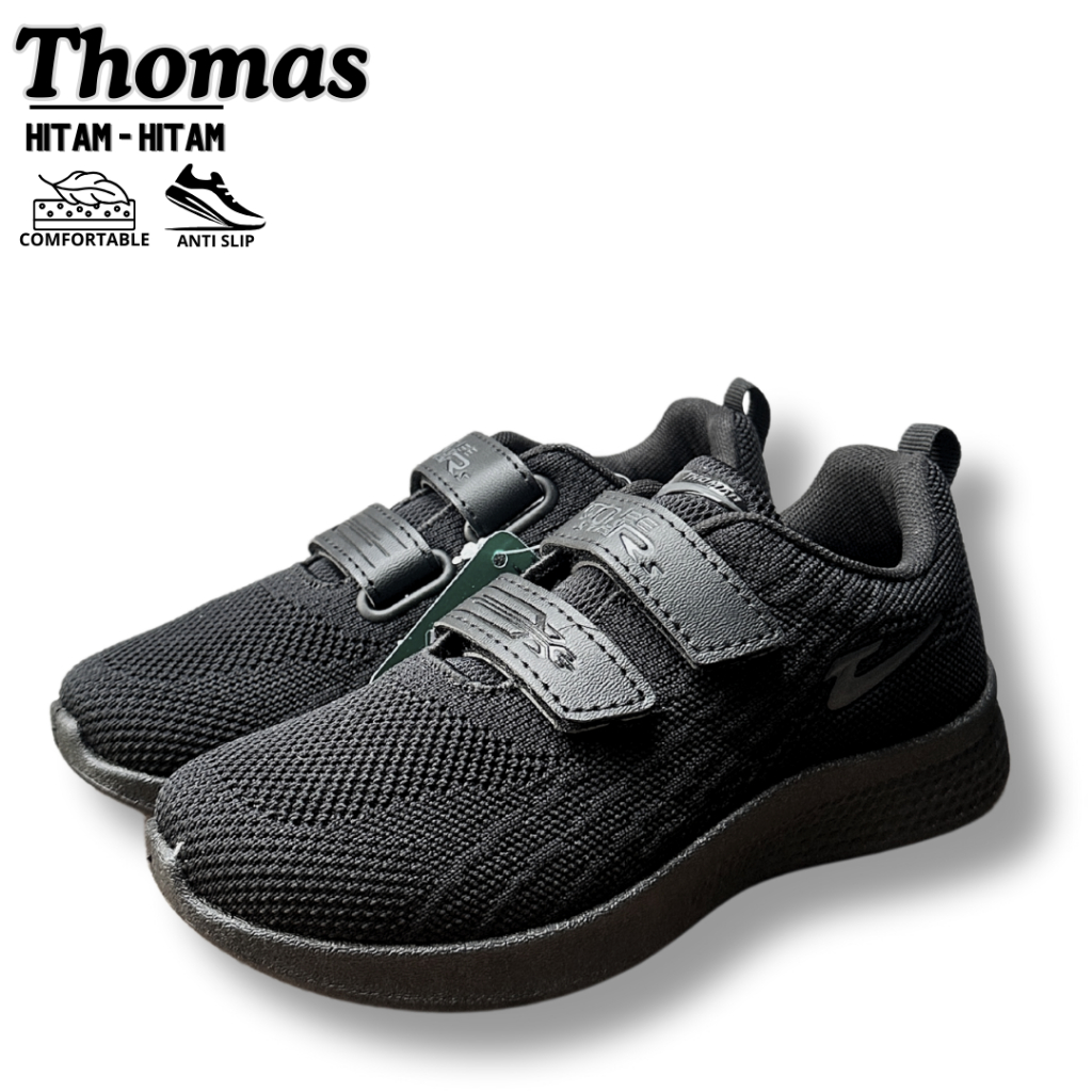 Sepatu SNEAKERS THOMAS Sepatu Perekat Velcro Sepatu Sekolah Pria Wanita Cassual Anti Slip Kekinian T