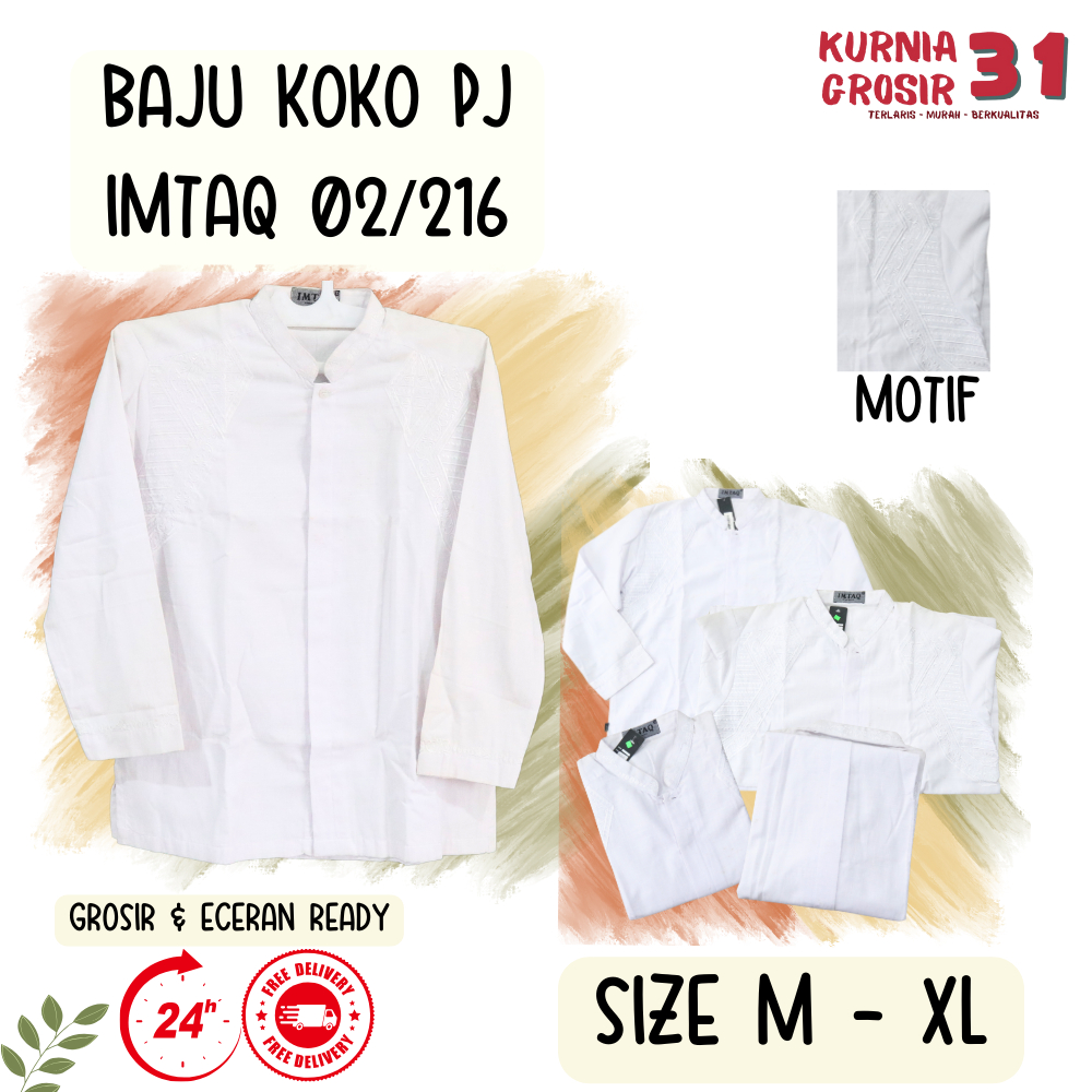 Baju KOKO Lengan Panjang IMTAQ 02-216 / Baju Koko Pria Dewasa / Baju KOKO Ukuran M-XL