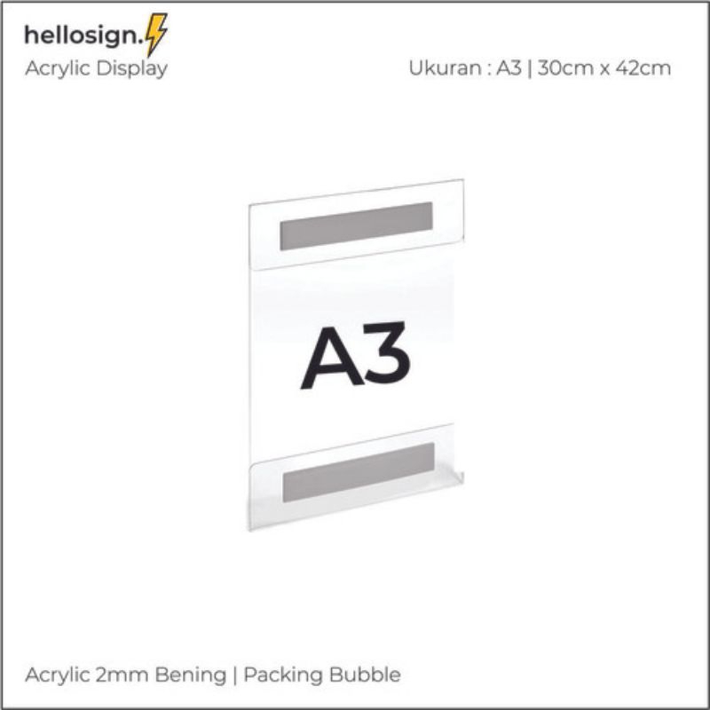 AKRILIK TEMPEL DINDING A3  / FRAME AKRILIK A3 / BINGKAI AKRILIK A3