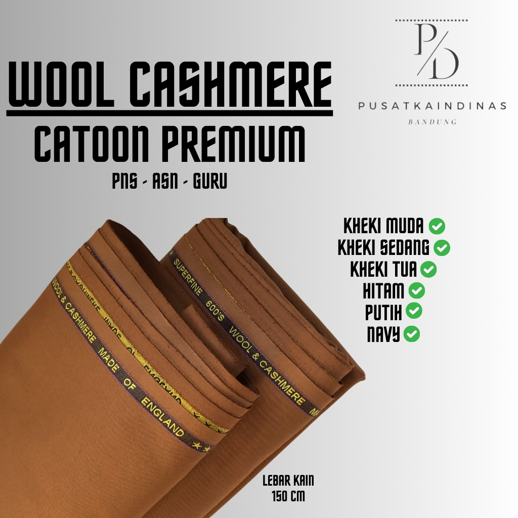 BAHAN KAIN KHAKI WOOL AND CASHMERE / WOOL CATTON FULL DINAS PNS/ASN/WOOl SILK /KAIN PDH