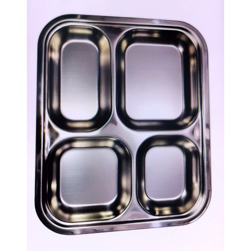 piring makan stainliss steal sekat 4 piring makan 4 sekat